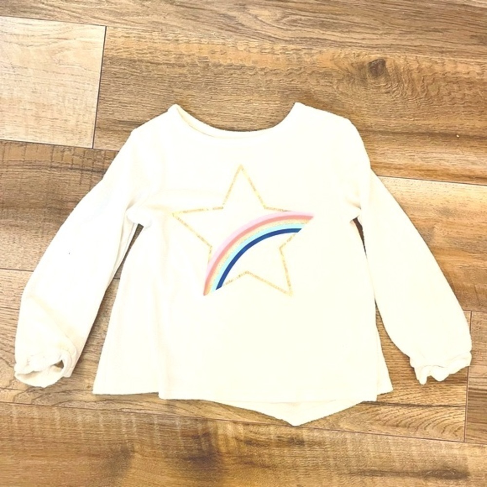 Cat & Jack Toddler Girl’s Star Rainbow Graphic Long Sleeve Shirt Size 4T